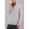 imageMAGCOMSEN Mens Quarter Zip Pullover Sweaters Casual Knit Polo Sweaters Fall Winter SweatshirtsLight Grey