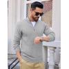 imageMAGCOMSEN Mens Quarter Zip Pullover Sweaters Casual Knit Polo Sweaters Fall Winter SweatshirtsLight Grey