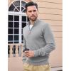 imageMAGCOMSEN Mens Quarter Zip Pullover Sweaters Casual Knit Polo Sweaters Fall Winter SweatshirtsLight Grey