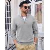 imageMAGCOMSEN Mens Quarter Zip Pullover Sweaters Casual Knit Polo Sweaters Fall Winter SweatshirtsLight Grey