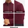 imageMAGCOMSEN Mens Quarter Zip Pullover Sweaters Casual Knit Polo Sweaters Fall Winter SweatshirtsWine Red