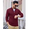 imageMAGCOMSEN Mens Quarter Zip Pullover Sweaters Casual Knit Polo Sweaters Fall Winter SweatshirtsWine Red