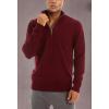 imageMAGCOMSEN Mens Quarter Zip Pullover Sweaters Casual Knit Polo Sweaters Fall Winter SweatshirtsWine Red