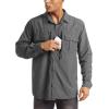 imageMAGCOMSEN Mens UPF 50 Sun Protection Shirts Button Down Long Sleeve Shirt for Hiking Fishing SafariDark Grey