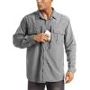 imageMAGCOMSEN Mens UPF 50 Sun Protection Shirts Button Down Long Sleeve Shirt for Hiking Fishing SafariGrey