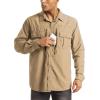 imageMAGCOMSEN Mens UPF 50 Sun Protection Shirts Button Down Long Sleeve Shirt for Hiking Fishing SafariKhaki