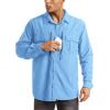 imageMAGCOMSEN Mens UPF 50 Sun Protection Shirts Button Down Long Sleeve Shirt for Hiking Fishing SafariSky Blue