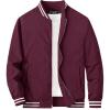 imageMAGCOMSEN Mens Jacket Lightweight Bomber Jacket Zip Up Windbreaker Casual Spring Fall Jackets with PocketsWine Red