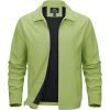 imageMAGCOMSEN Mens Lightweight Jackets Full Zip Up Light Coat Laydown Collar Jacket Casual Windbreaker Jacket with Zip PocketsOlive Green