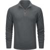imageMAGCOMSEN Mens Quarter Zip Pullover Sweaters Casual Knit Polo Sweaters Fall Winter SweatshirtsDark Grey