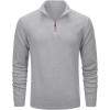 imageMAGCOMSEN Mens Quarter Zip Pullover Sweaters Casual Knit Polo Sweaters Fall Winter SweatshirtsLight Grey