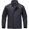 imageMAGCOMSEN Mens Tactical Jacket Water Resistant 6 Pockets Softshell Fleece Lining Hiking Winter Jacket Windbreaker OutwearBlack