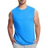 imageMAGCOMSEN Mens Tank Top Cotton Muscle Workout Gym Shirts Moisture Wicking Lightweight Summer Casual Sleeveless ShirtsAzure