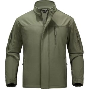 imageMAGCOMSEN Mens Tactical Jacket Water Resistant 6 Pockets Softshell Fleece Lining Hiking Winter Jacket Windbreaker OutwearArmy Green