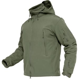 imageMAGCOMSEN Mens Tactical Jacket Winter Snow Ski Jacket Water Resistant Softshell Fleece Lined Winter Coats MultiPocketsArmy Green