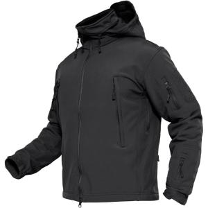 imageMAGCOMSEN Mens Tactical Jacket Winter Snow Ski Jacket Water Resistant Softshell Fleece Lined Winter Coats MultiPocketsBlack
