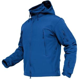 imageMAGCOMSEN Mens Tactical Jacket Winter Snow Ski Jacket Water Resistant Softshell Fleece Lined Winter Coats MultiPocketsBlue