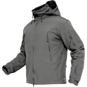 imageMAGCOMSEN Mens Tactical Jacket Winter Snow Ski Jacket Water Resistant Softshell Fleece Lined Winter Coats MultiPocketsGrey