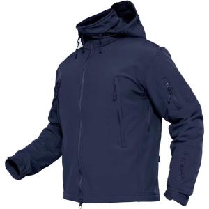 imageMAGCOMSEN Mens Tactical Jacket Winter Snow Ski Jacket Water Resistant Softshell Fleece Lined Winter Coats MultiPocketsNavy