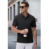 imageMAGCOMSEN Mens Polo Shirts with Pocket Cotton Pique Short Sleeve Collared Shirt Moisture Wicking Golf Shirts 3Button ShirtsBlack