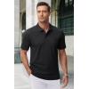 imageMAGCOMSEN Mens Polo Shirts with Pocket Cotton Pique Short Sleeve Collared Shirt Moisture Wicking Golf Shirts 3Button ShirtsBlack