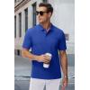 imageMAGCOMSEN Mens Polo Shirts with Pocket Cotton Pique Short Sleeve Collared Shirt Moisture Wicking Golf Shirts 3Button ShirtsColor Blue