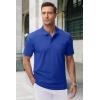imageMAGCOMSEN Mens Polo Shirts with Pocket Cotton Pique Short Sleeve Collared Shirt Moisture Wicking Golf Shirts 3Button ShirtsColor Blue