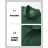 imageMAGCOMSEN Mens Polo Shirts with Pocket Cotton Pique Short Sleeve Collared Shirt Moisture Wicking Golf Shirts 3Button ShirtsDark Green