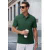 imageMAGCOMSEN Mens Polo Shirts with Pocket Cotton Pique Short Sleeve Collared Shirt Moisture Wicking Golf Shirts 3Button ShirtsDark Green
