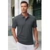 imageMAGCOMSEN Mens Polo Shirts with Pocket Cotton Pique Short Sleeve Collared Shirt Moisture Wicking Golf Shirts 3Button ShirtsDark Grey