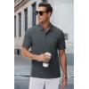 imageMAGCOMSEN Mens Polo Shirts with Pocket Cotton Pique Short Sleeve Collared Shirt Moisture Wicking Golf Shirts 3Button ShirtsDark Grey