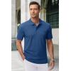 imageMAGCOMSEN Mens Polo Shirts with Pocket Cotton Pique Short Sleeve Collared Shirt Moisture Wicking Golf Shirts 3Button ShirtsGrey Blue