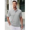 imageMAGCOMSEN Mens Polo Shirts with Pocket Cotton Pique Short Sleeve Collared Shirt Moisture Wicking Golf Shirts 3Button ShirtsLight Grey