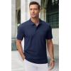imageMAGCOMSEN Mens Polo Shirts with Pocket Cotton Pique Short Sleeve Collared Shirt Moisture Wicking Golf Shirts 3Button ShirtsNavy
