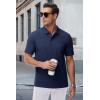 imageMAGCOMSEN Mens Polo Shirts with Pocket Cotton Pique Short Sleeve Collared Shirt Moisture Wicking Golf Shirts 3Button ShirtsNavy