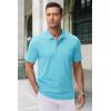 imageMAGCOMSEN Mens Polo Shirts with Pocket Cotton Pique Short Sleeve Collared Shirt Moisture Wicking Golf Shirts 3Button ShirtsSky Blue