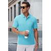 imageMAGCOMSEN Mens Polo Shirts with Pocket Cotton Pique Short Sleeve Collared Shirt Moisture Wicking Golf Shirts 3Button ShirtsSky Blue