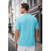 imageMAGCOMSEN Mens Polo Shirts with Pocket Cotton Pique Short Sleeve Collared Shirt Moisture Wicking Golf Shirts 3Button ShirtsSky Blue