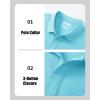 imageMAGCOMSEN Mens Polo Shirts with Pocket Cotton Pique Short Sleeve Collared Shirt Moisture Wicking Golf Shirts 3Button ShirtsSky Blue