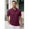 imageMAGCOMSEN Mens Polo Shirts with Pocket Cotton Pique Short Sleeve Collared Shirt Moisture Wicking Golf Shirts 3Button ShirtsWine Red