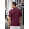 imageMAGCOMSEN Mens Polo Shirts with Pocket Cotton Pique Short Sleeve Collared Shirt Moisture Wicking Golf Shirts 3Button ShirtsWine Red
