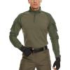 imageMAGCOMSEN Mens Tactical Military Shirts 14 Zip Long Sleeve Shirt with PocketsArmy Green