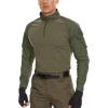 imageMAGCOMSEN Mens Tactical Military Shirts 14 Zip Long Sleeve Shirt with PocketsArmy Green