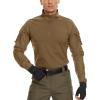 imageMAGCOMSEN Mens Tactical Military Shirts 14 Zip Long Sleeve Shirt with PocketsBrown