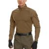 imageMAGCOMSEN Mens Tactical Military Shirts 14 Zip Long Sleeve Shirt with PocketsBrown