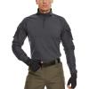 imageMAGCOMSEN Mens Tactical Military Shirts 14 Zip Long Sleeve Shirt with PocketsGrey