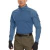 imageMAGCOMSEN Mens Tactical Military Shirts 14 Zip Long Sleeve Shirt with PocketsGrey Blue