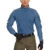 imageMAGCOMSEN Mens Tactical Military Shirts 14 Zip Long Sleeve Shirt with PocketsGrey Blue
