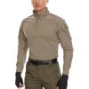 imageMAGCOMSEN Mens Tactical Military Shirts 14 Zip Long Sleeve Shirt with PocketsKhaki
