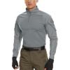 imageMAGCOMSEN Mens Tactical Military Shirts 14 Zip Long Sleeve Shirt with PocketsLight Grey